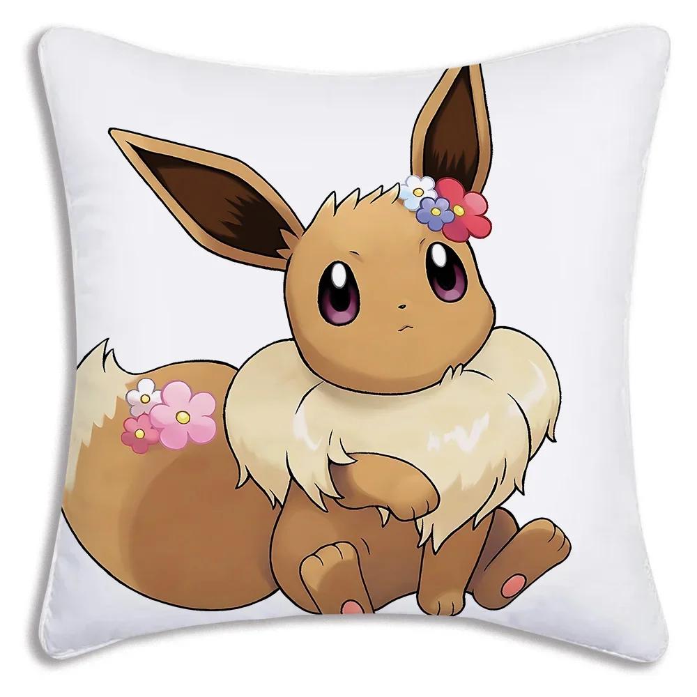 Black Eevee Evolutions Throw Pillow Covers Cartoon Sofa Decorative Home Double-sided Printing Short Plush Cute Cushion Coverbza, 30x30cm