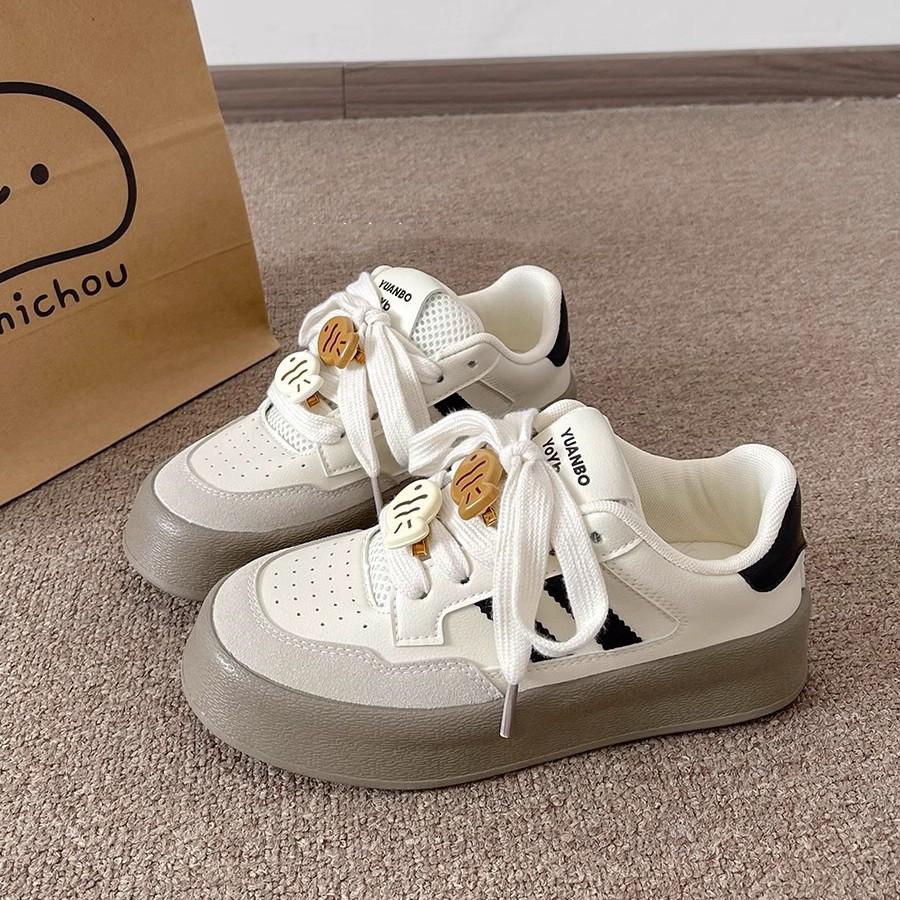 2025 new popular original niche design thick-soled versatile bread shoes yellow Dexun board shoes casual shoes tide