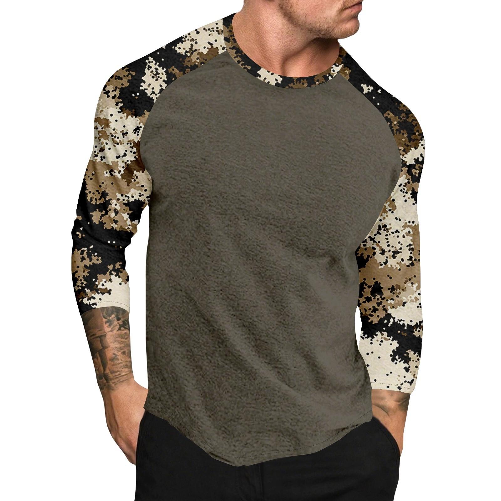 Camouflage Printed Raglan Sleeves Men s Short Sleeved Top L хаки