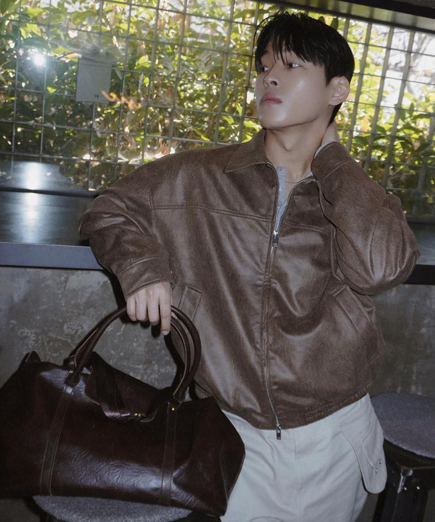 Placestudioman Minimal Suede Standard Two-Way Authentic Blouson Zip-Up Jacket [Brown]