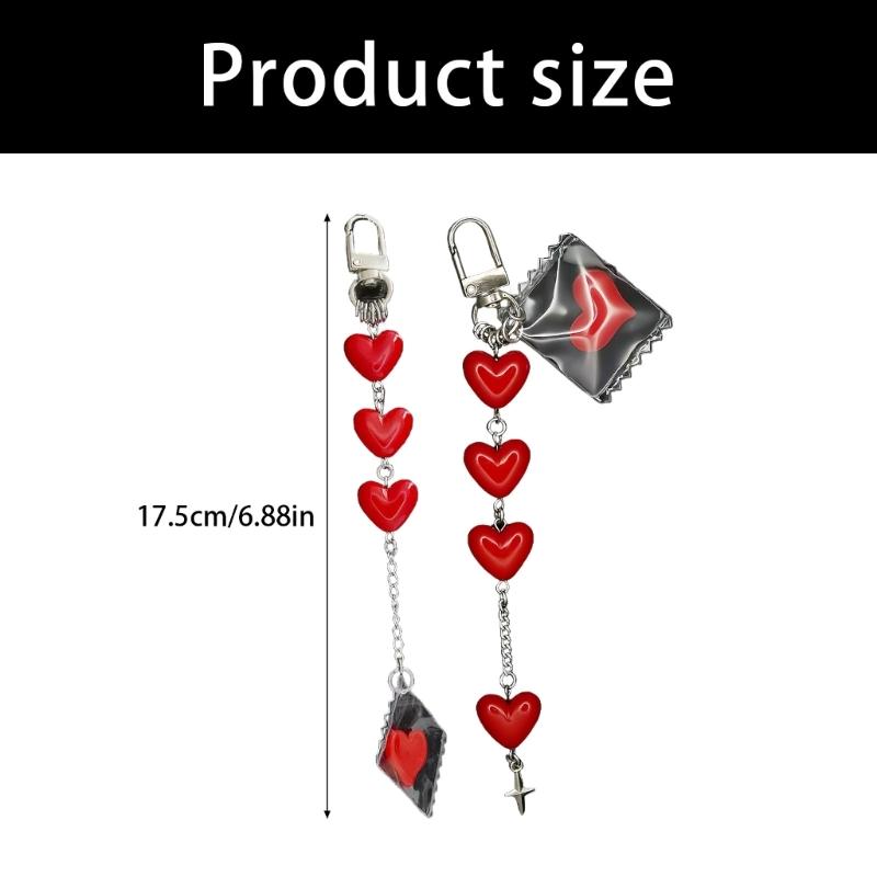 Playful Red Candy Pouch Keyring Heart Shaped Alloy Resin Accessory  Ideal For Keys Gifts Decoration Hanging Charm