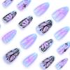 Purple Smudge 3D Love Wearing Nail Short Almond Manicure Fake Nail Butterfly Star Nails Nail Patch