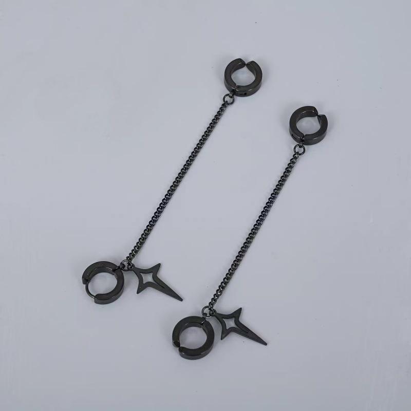 2 Pièces Boucles d'Oreilles Minimalistes Pour Adolescents Oreille Sans Perçage Bijoux Femmes Hommes Rétro Punk Pendentif Étoile à Quatre Pointes Ornements Cadeau