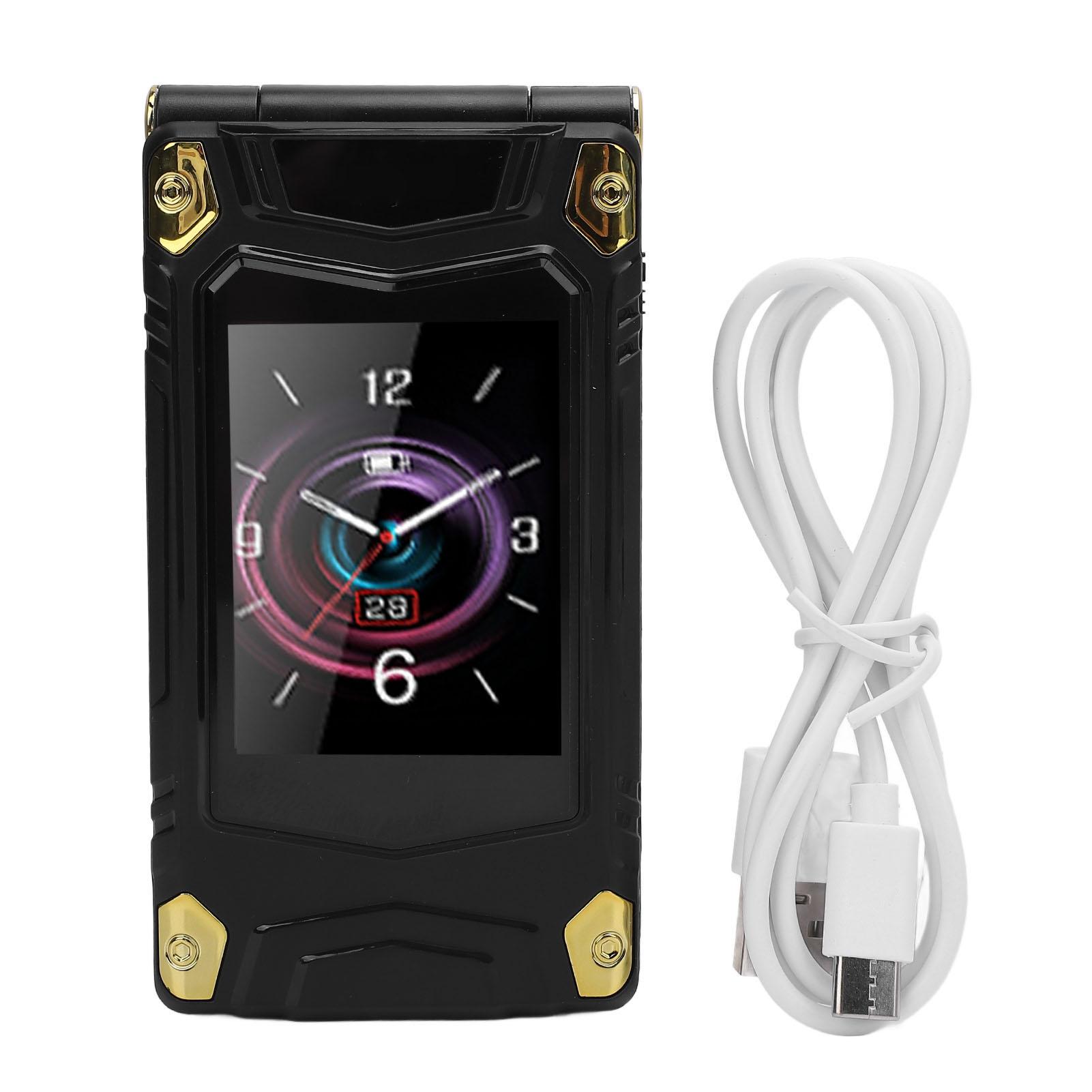 

Розкладний телефон 4G Подвійний екран Камера 1,3 МП Будильник Bluetooth Великі шрифти Велика гучність Дві SIM-карти Подвійна Black