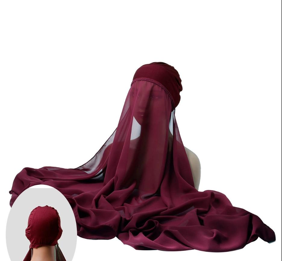Ramadan Instant Hijabs Chiffon Hijab Scarf With Jersey Caps Bonnet Brand Design Muslim Scarf Women Islamic Underscarf Hijabs