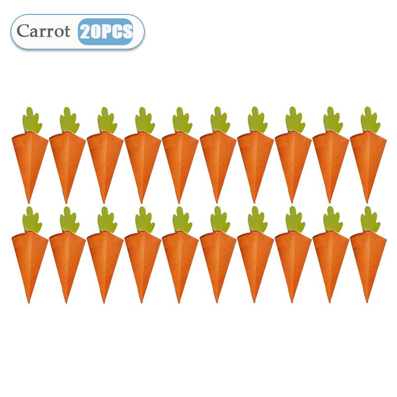 1-200PCS Creative Carrot Packaging Box Orange Candy Chocolate Cone Shaped Paper Gift Boxes Kids Easter Birthday Party Gift Bag