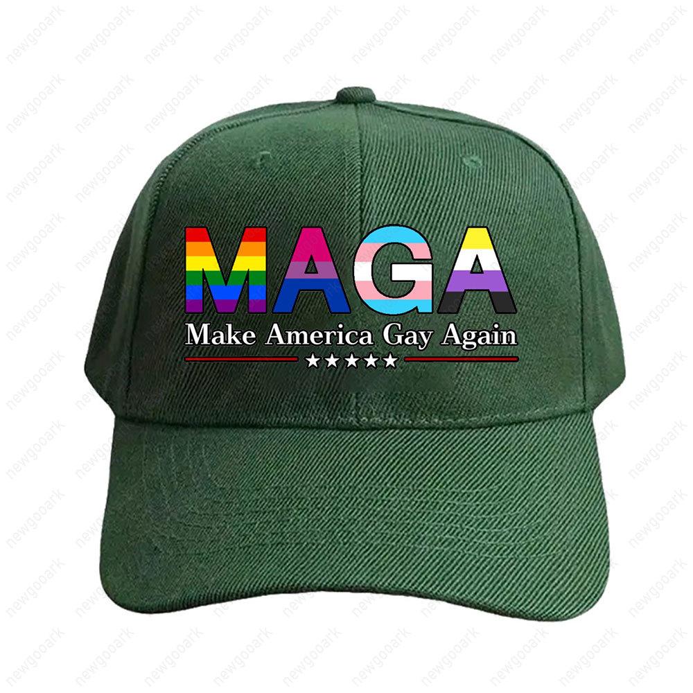 MAGA Make America Gay Again W Black Outline Cap Women Unisex Adult Casual Adjustable Printed Baseball Caps Trucker Cap