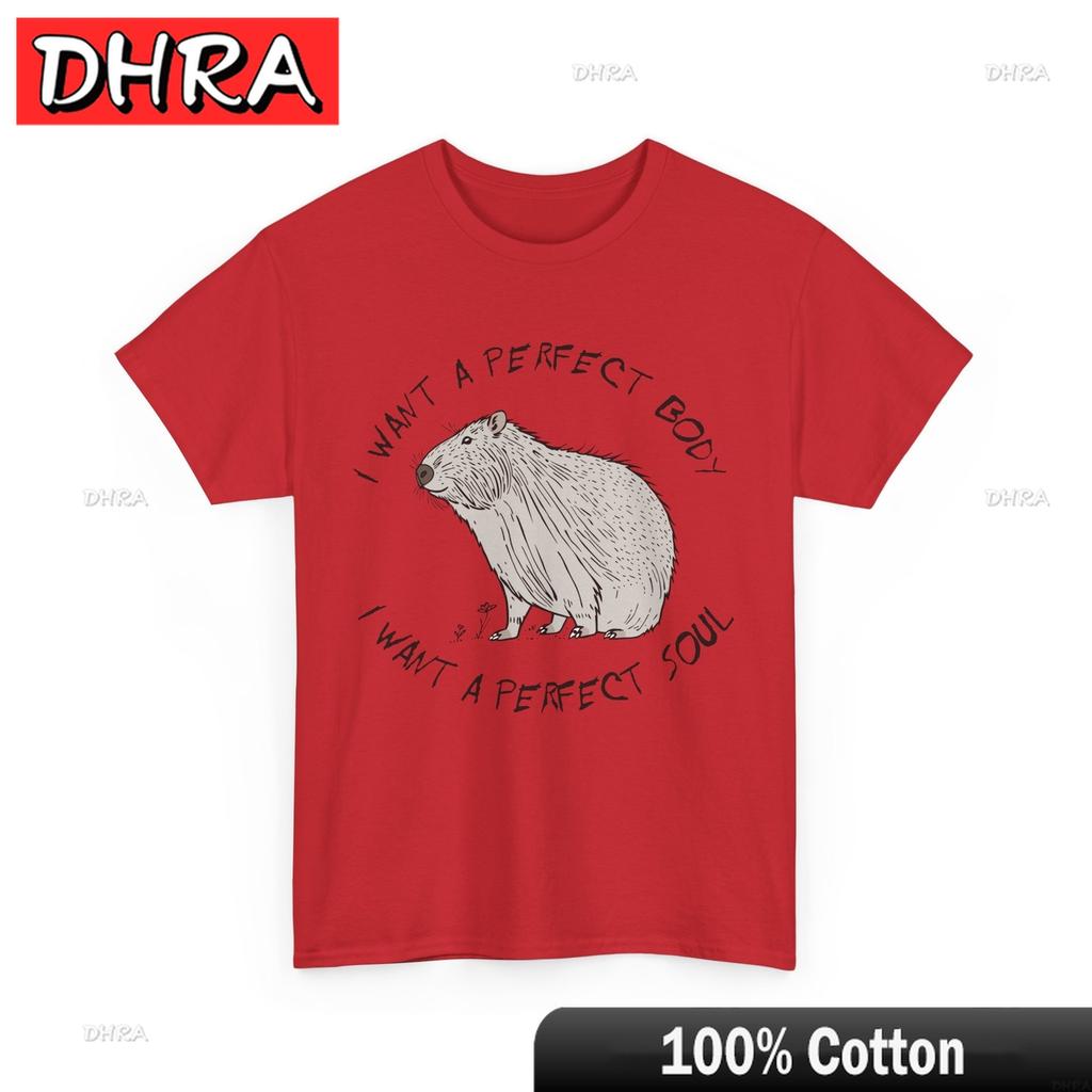 Capybara Meme TShirt I Want A Perfect Body Want A Perfect Soul Tee Tshirts Retro Simple Classic Tee Graphic Wardrobe Essential
