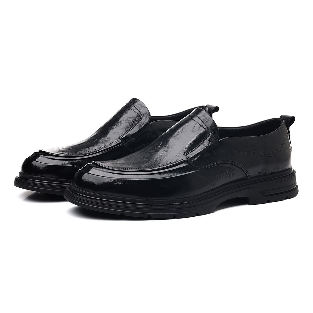 Autumn Men'S Leather Shoes Commuter Platform Leather Men'S Shoes First Layer Cowhide High-End Black One-Pedal Single Shoes