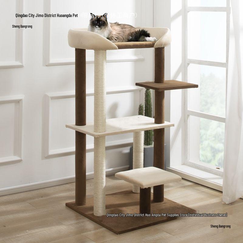 All-in-One Large Cat Tree & House with Bed & Sisal Scratching Post - Perfect for Ragdoll & Maine Coon - Free Shipping