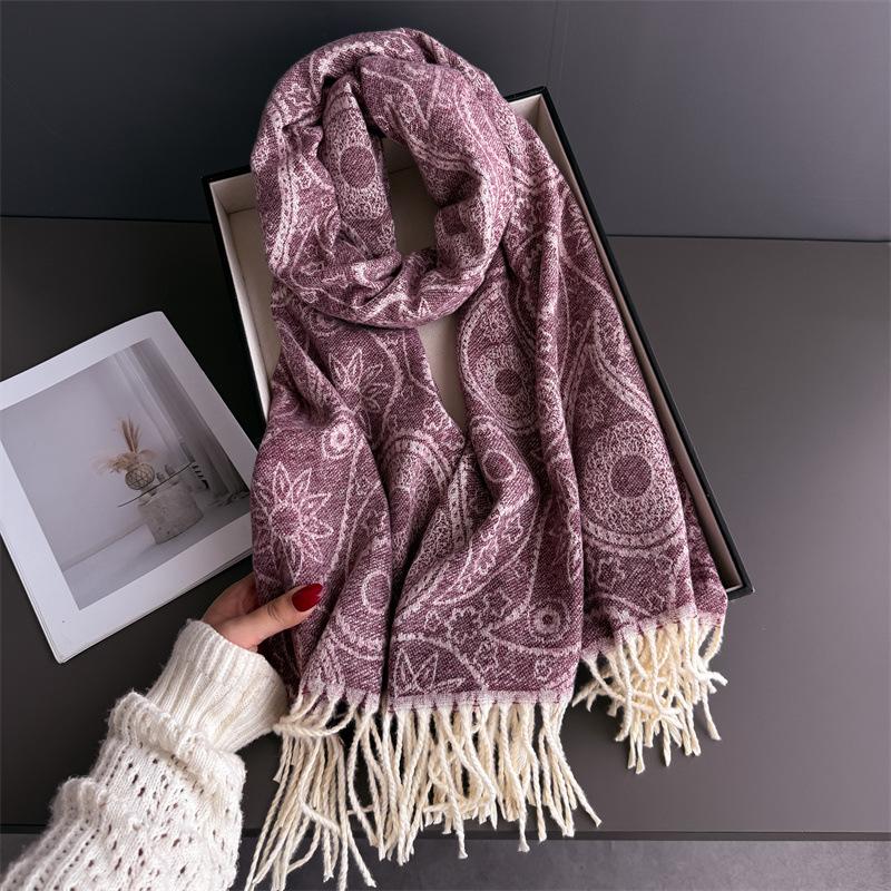 New Cashew Imitation Cashmere Pashmina Shawl Lady Wrap Warm Winter Scarves Long Tassel Female Foulard Hijab Stoles Scarf