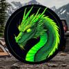Fluorescent Green Dragon Spare Tire Cover SUV Trailer Truck Protector Outdoor Accessory