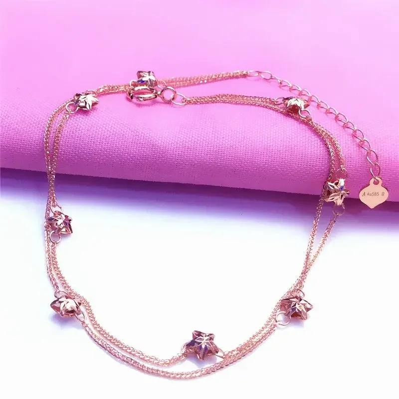 Creative pentagram chain bangles for women exquisite copper plated rose gold bracelets wedding Zircon