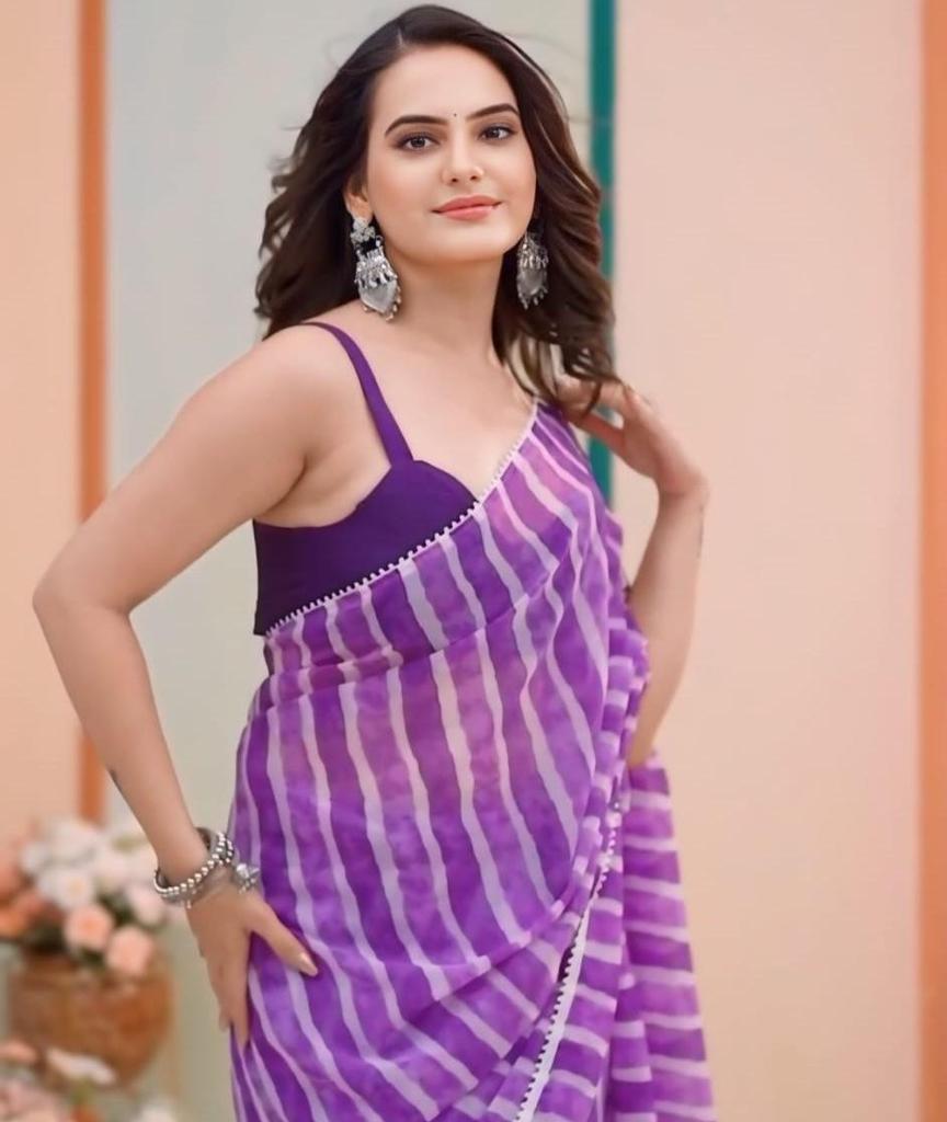 Trending Indian Ready To Wear Georgette  Saree In Laheriya Design