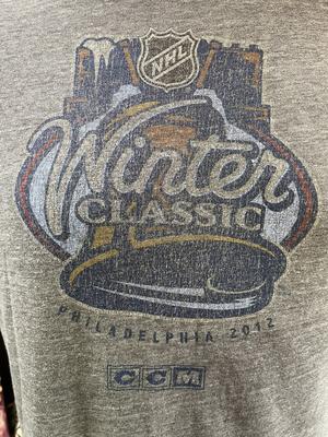 PHILADELPHIA 2012 Winter Classic Koszulka Rozmiar L CCM Szara NHL Flyers vs Ranger Unisex Koszulka