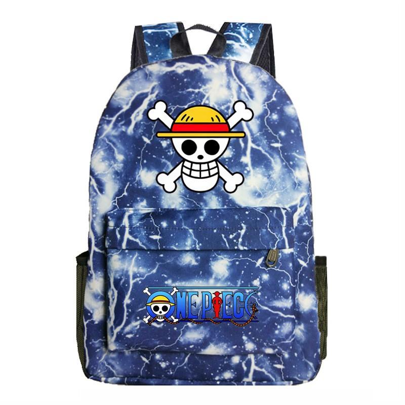 One Piece Anime School Backpack Kids Lightweight Ergonomic Dual-Shoulder Bag With Geometric Print Oxford Fabric