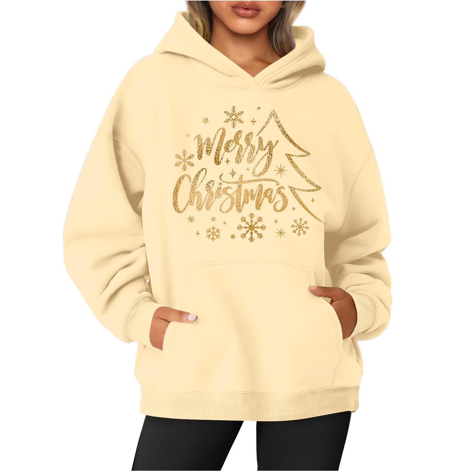 

Женская толстовка с круглым вырезом и длинными рукавами с рождественским принтом XXXL жёлтый