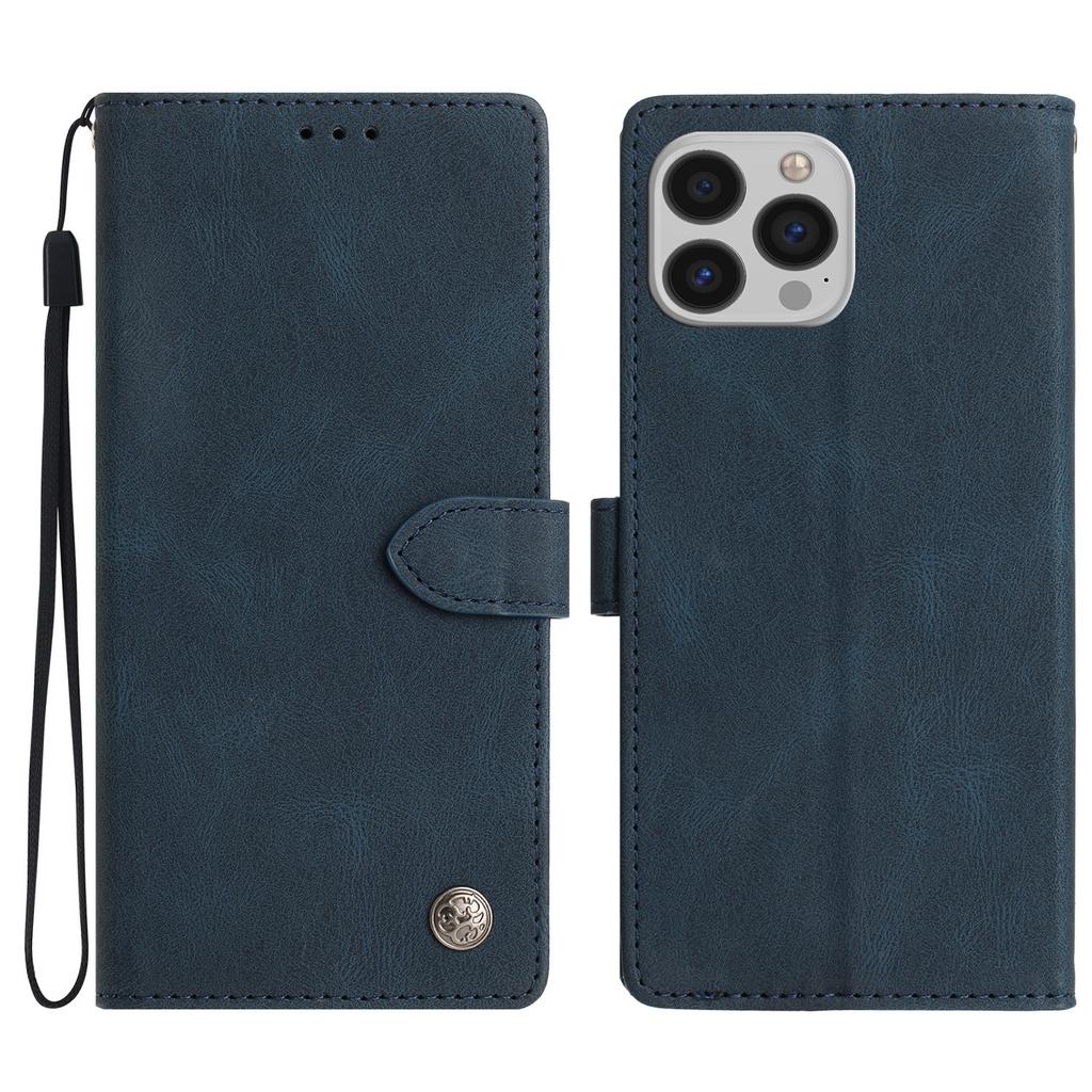 For iPhone 16 Pro Leather Case Solid Color Phone Wallet Cover