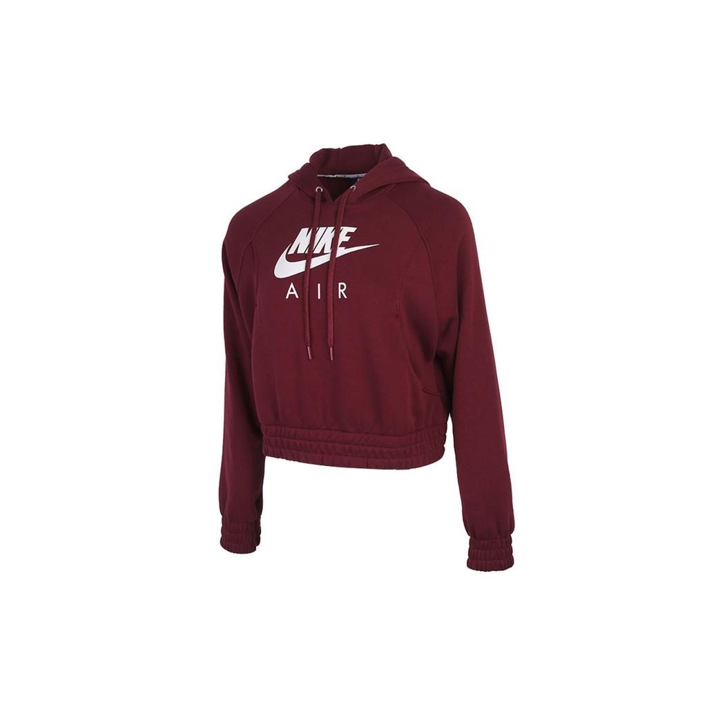 Nike Solid Color Logo Hooded Casual Sports Sweatshirt Women Sweatshirt Deep-Maroon CU6562-638