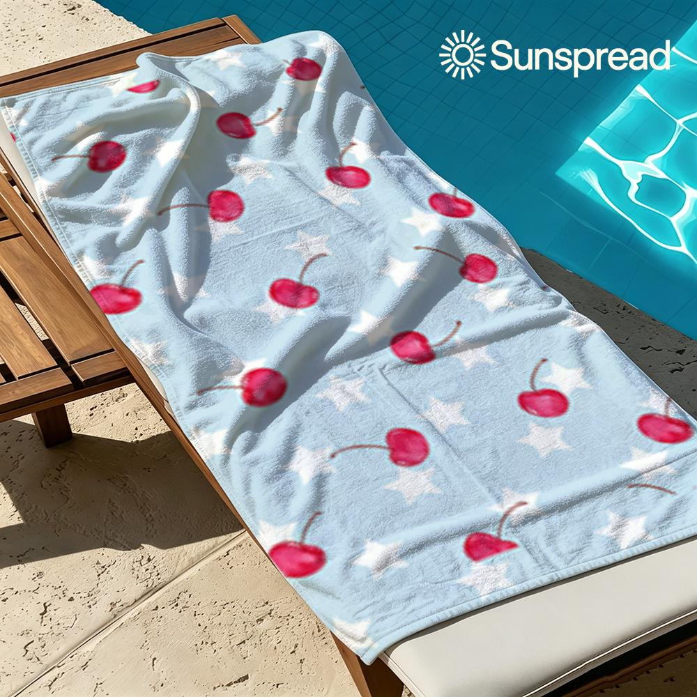 Retro Cherry Gingham Quick Drying Bath Towel Microfiber beach towel light weight swimming camping yoga beach out