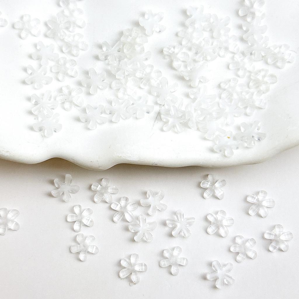 Summer New Flower Nail Art Rhinestones Ice Transparent Size 6mm 10mm Five-Petal Flower Resin Accessories Materials