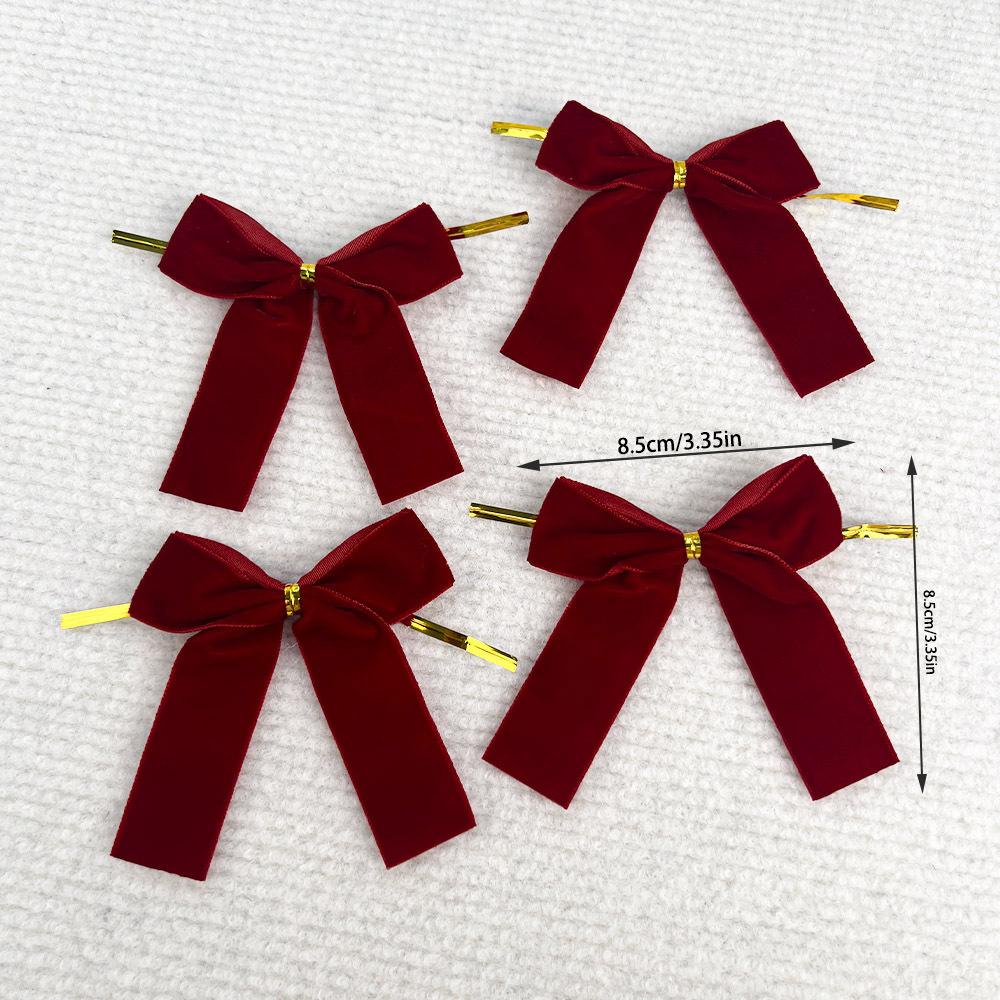 12Pcs Christmas Bow Red Gold Mini Xmas Tree Velvet Bowknot For Home Decoration Wedding Decor Navidad New Year Party DIY