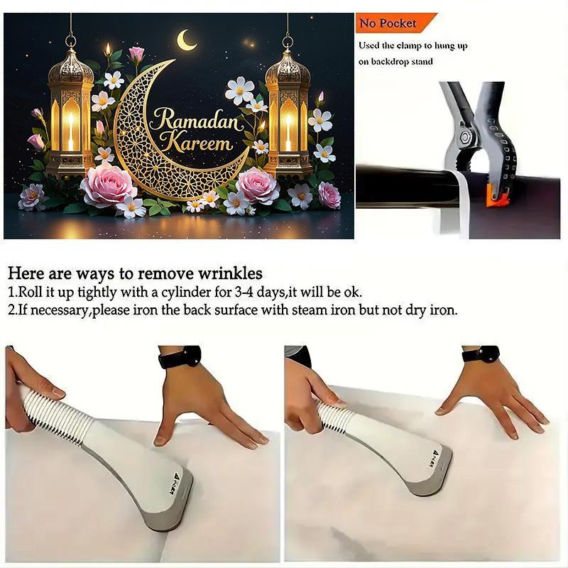 Elegant Eid Al-Adha Moon Photography Backdrops Wall Decoration for Room and Party,Festive Home Decor for New Year and Eid Celebrations
