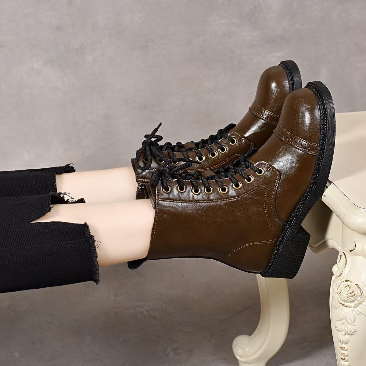 

Женские ботинки Мартина осень-зима новые с круглым носком на плоской подошве на ремешке короткие ботинки бархатные рыцарские ботинки на толстом каблуке хлопковые ботинки 40