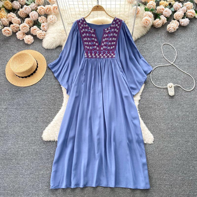 Women's Clothing Plus Size Ladies Ethnic Style Retro Slimming Dress