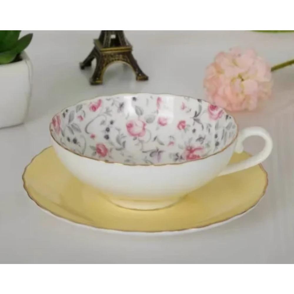Cupa de Cafea Ceai din Porțelan Osos de Lux Nobil și Farfurie Set Linguriță Cană Ceramică 200ml Tavă din Porțelan Avansat Pentru Cadou Petrecere Cafea