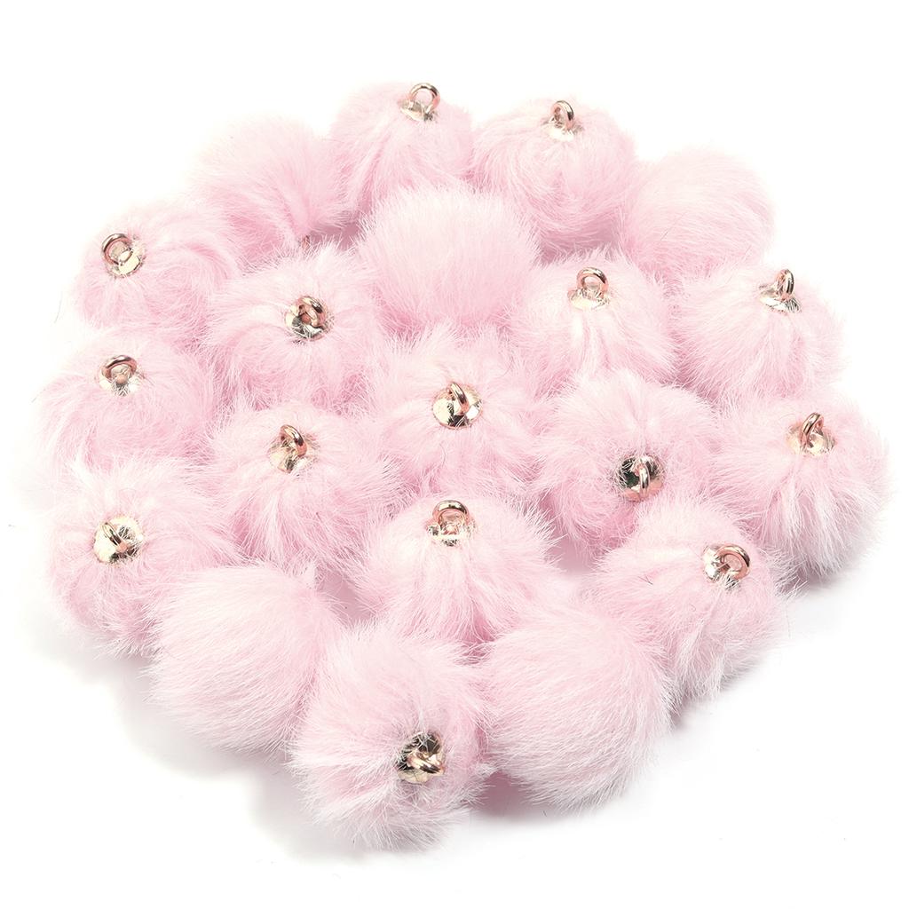 20pcs 16mm Plush Fur Covered Ball Beads Charms Cute Pompom Charms For Jewelry Making DIY Bracelets Necklace Earrings Accessories