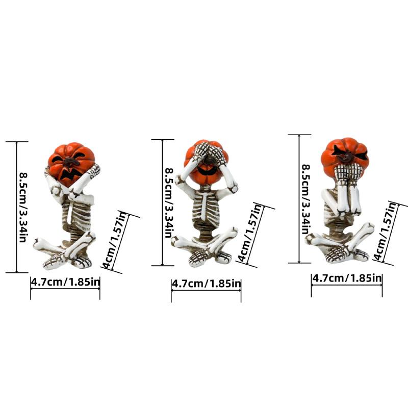 

Pumpkin Skull 3pics Artware Miniature Halloween Decorations Resin Figurines