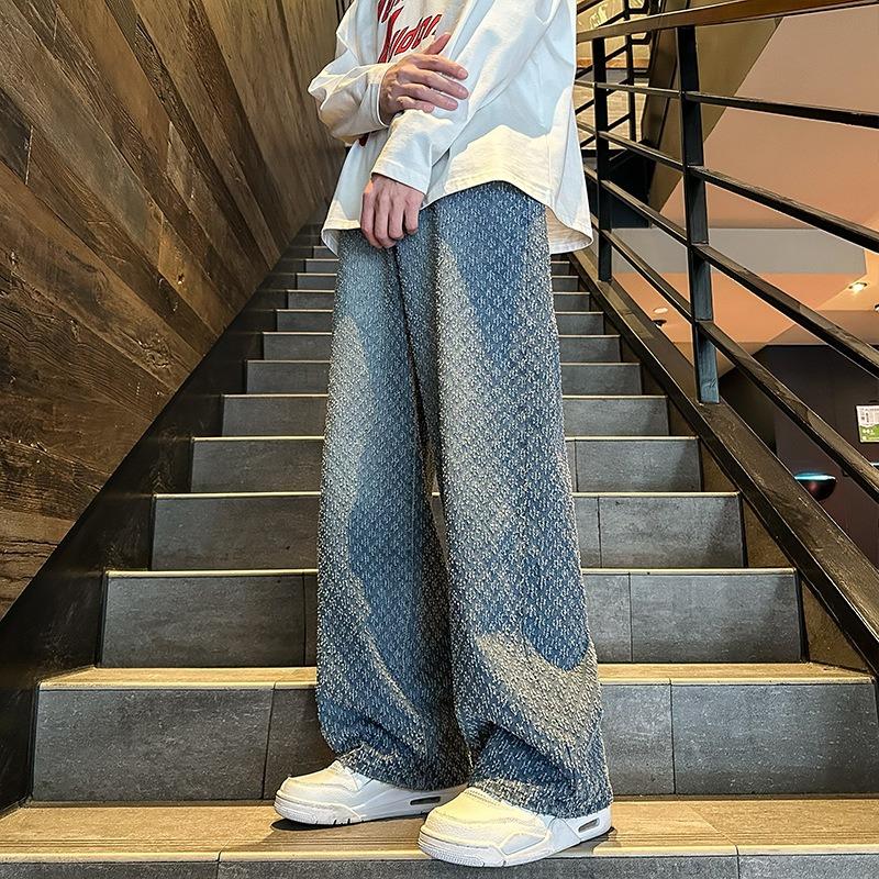 Nuovi Jeans da Uomo Stile Americano Retrò con Motivo a Stelle, Vestibilità Larga Dritta, per Primavera e Autunno
