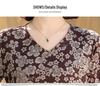 Fashionable Floral V-Neck Blouse for Middle-aged Women - Long-Sleeved Spring Top