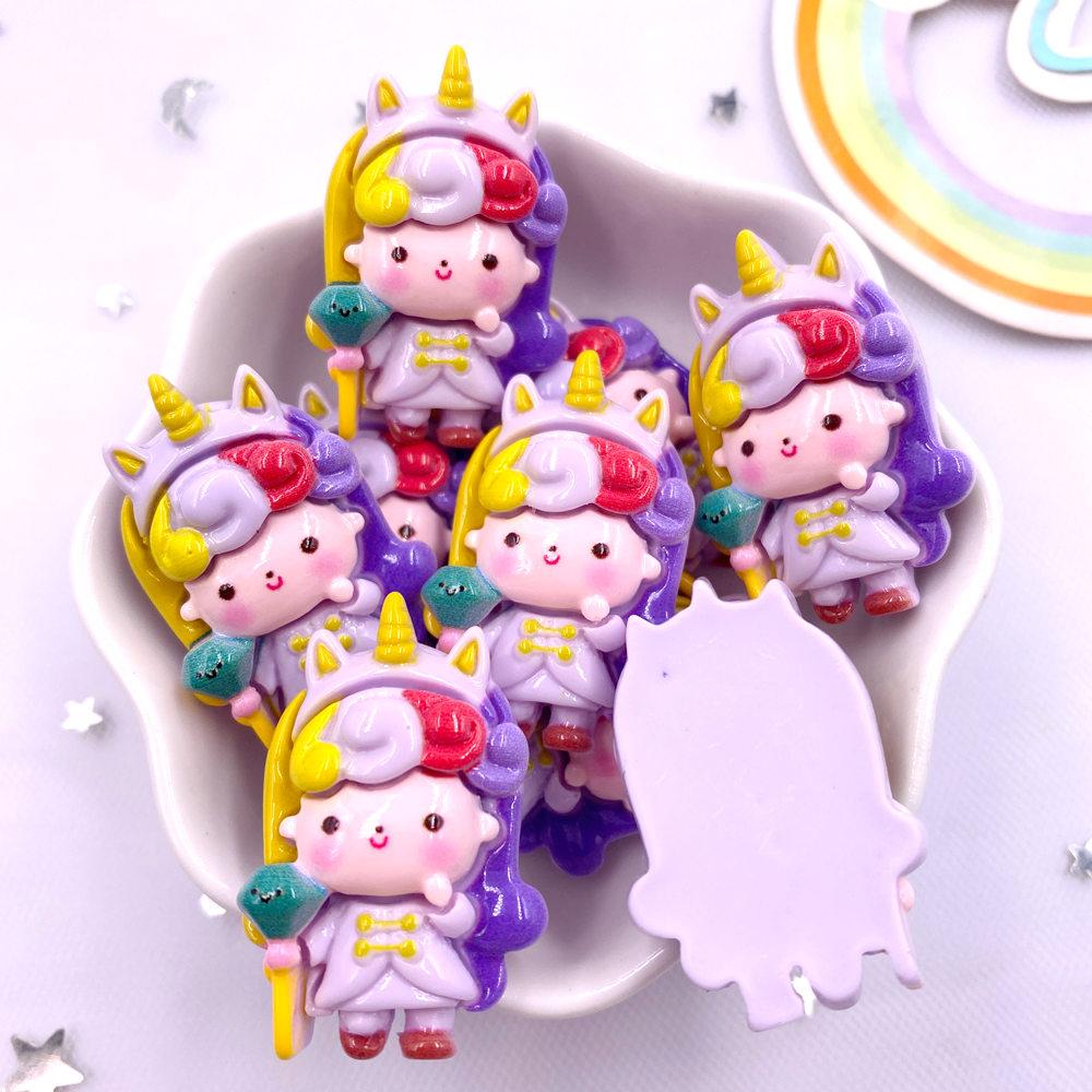 10PCS Resin Colorful Princess Burger Donut Star Cartoon Man Flat Back Stone Figurines Scrapbook DIY Bow Decor Accessories Crafts
