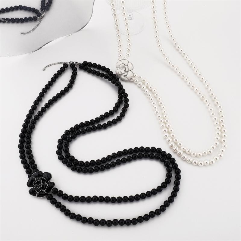 Simulated Pearls and Alloy Camellia Pendant Necklace Ideal for Everyday Comfort and Stylish Occasions