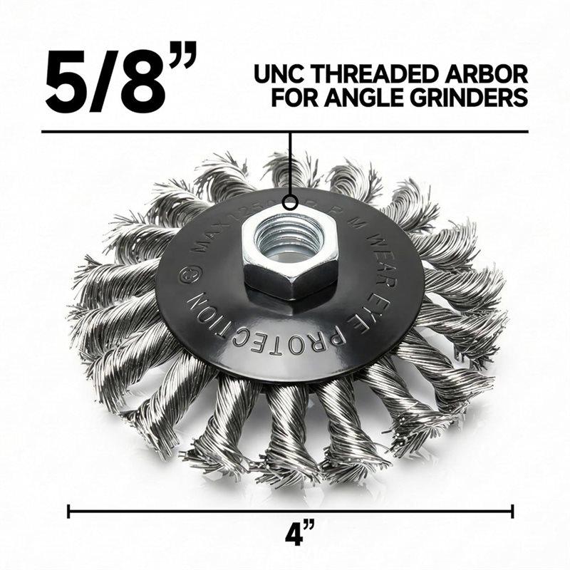 A27F-Steel Wire Wheels 1 Set/8 Pcs- Twisted Design Fits 4-1/2 Inch Angle Grinder, 5/8 Inch Spindle Brush Included