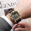 Men'S Watch Sports Fashion Trend Business Fake Three-Eye Silicone Strap Watch Digital Quartz Watch