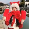 Ear Muffs New Year Pullover Cap Lace Up Scarf Gloves Hat Winter Plush Warm Hat  New Year Gift