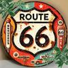 Vintage Route 66 Metal Poster, Wall Decor for Living Room