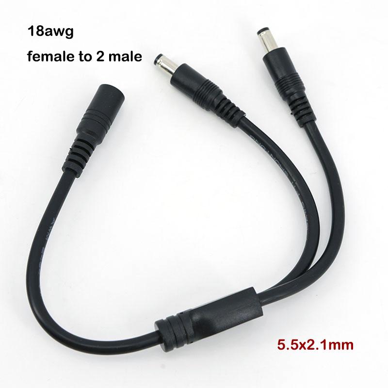 18awg 10A 30CM Cable DC 1 Female To 2 Male 2 Way Splitter Connector Power Supply Adapter Extension Cord 5.5x2.1mm