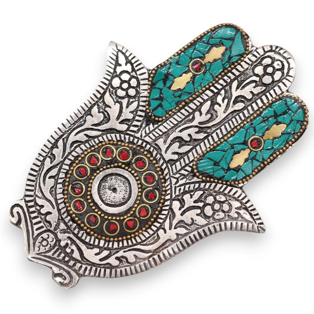Incense Stick Holder Hamsa Green Small