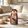 Mini Drink Tumblers with Lid Temperature Display, Stainless Steel Insulated Water Bottle, Decorative Florals Print Finish Vacuum Flask Gift