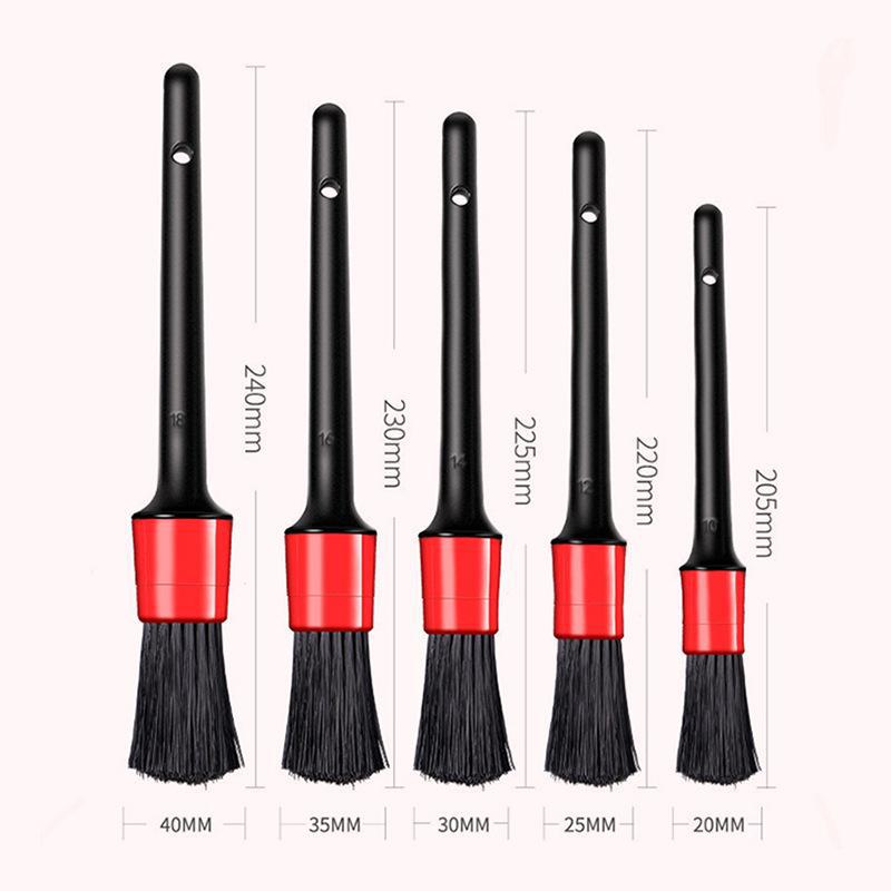 5-Piece Car Wash Brush Set for Cleaning Air Outlet, Grille, Wheel - Car Detailing Supplies