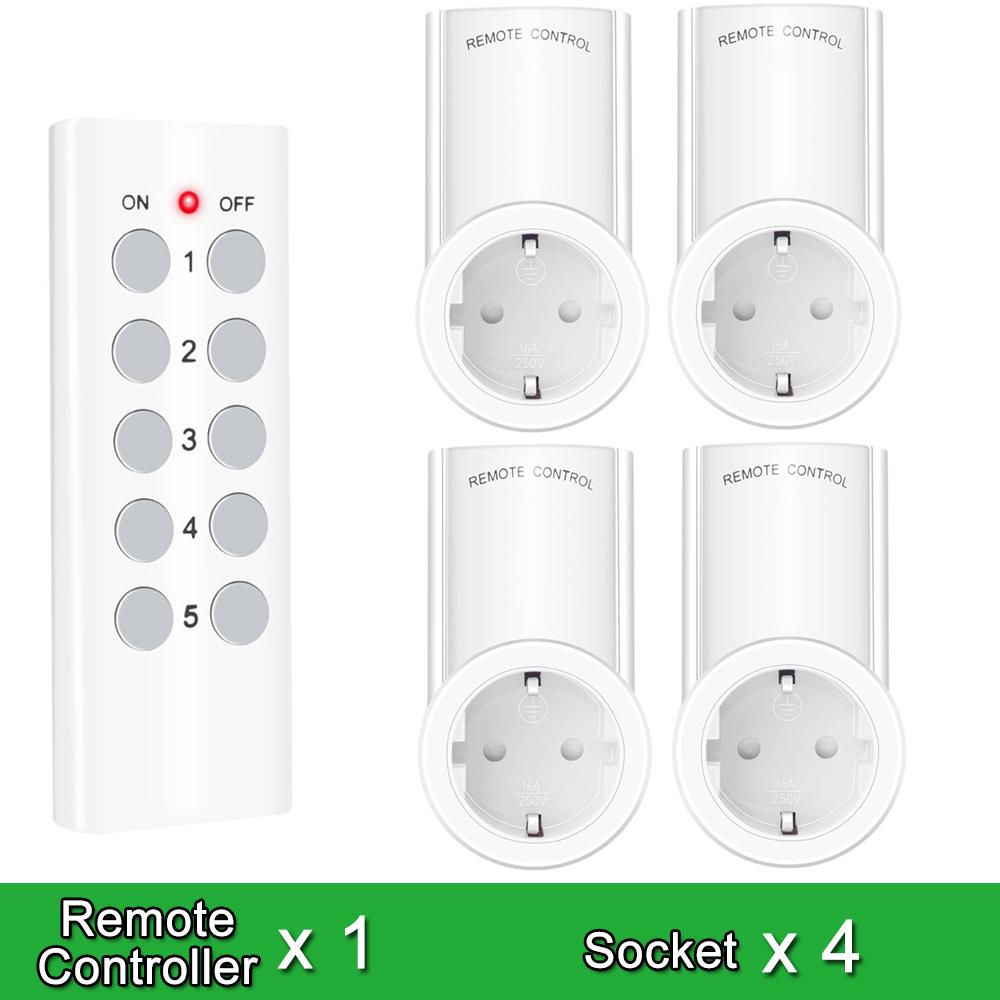 Wireless Smart Remote Control Power Outlet Light Switch Plug Socket Power Outlet Socket EU Plug with Remote Control