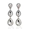 Korean Style Festive Red Teardrop Tassel Earrings with Rhinestones