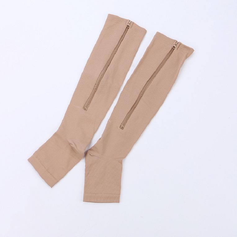 Women's Open-Toe Compression Zipper Socks - Elastic Calf Support 