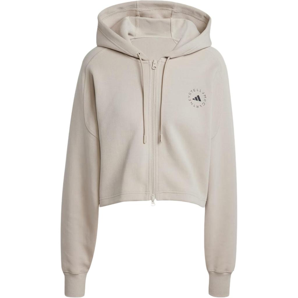 Adidas Letter Zip-Up Short Hoodie Women hoodies Desert-Sand JJ0143