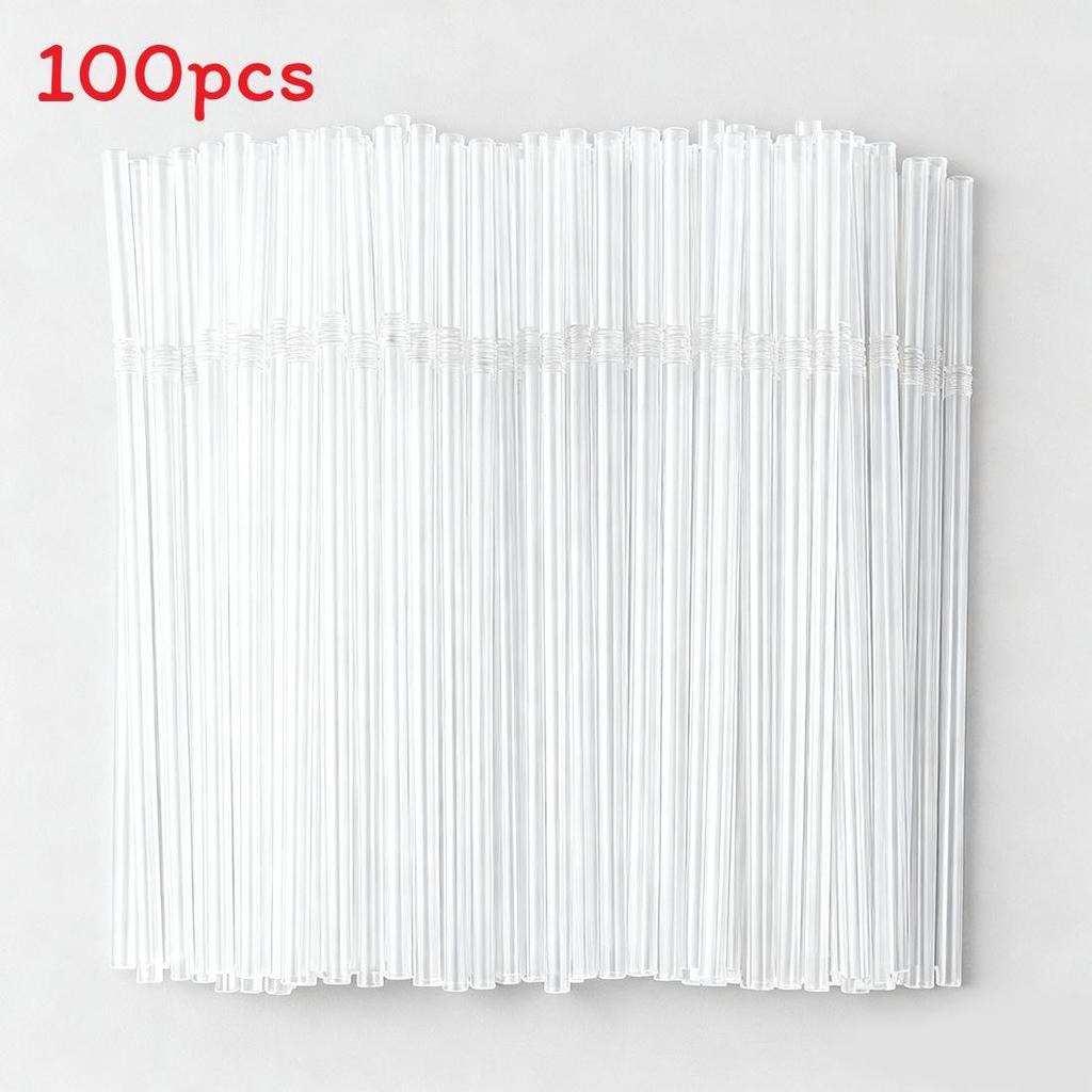 Food Grade Colored Flexible Plastic Drinking Straws For Juice And Milk Tea 100 Pack