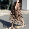 Women's Spring and Summer Mid-Length Skirt High-Waisted A-Line Flared Floral Tulle Half Skirt